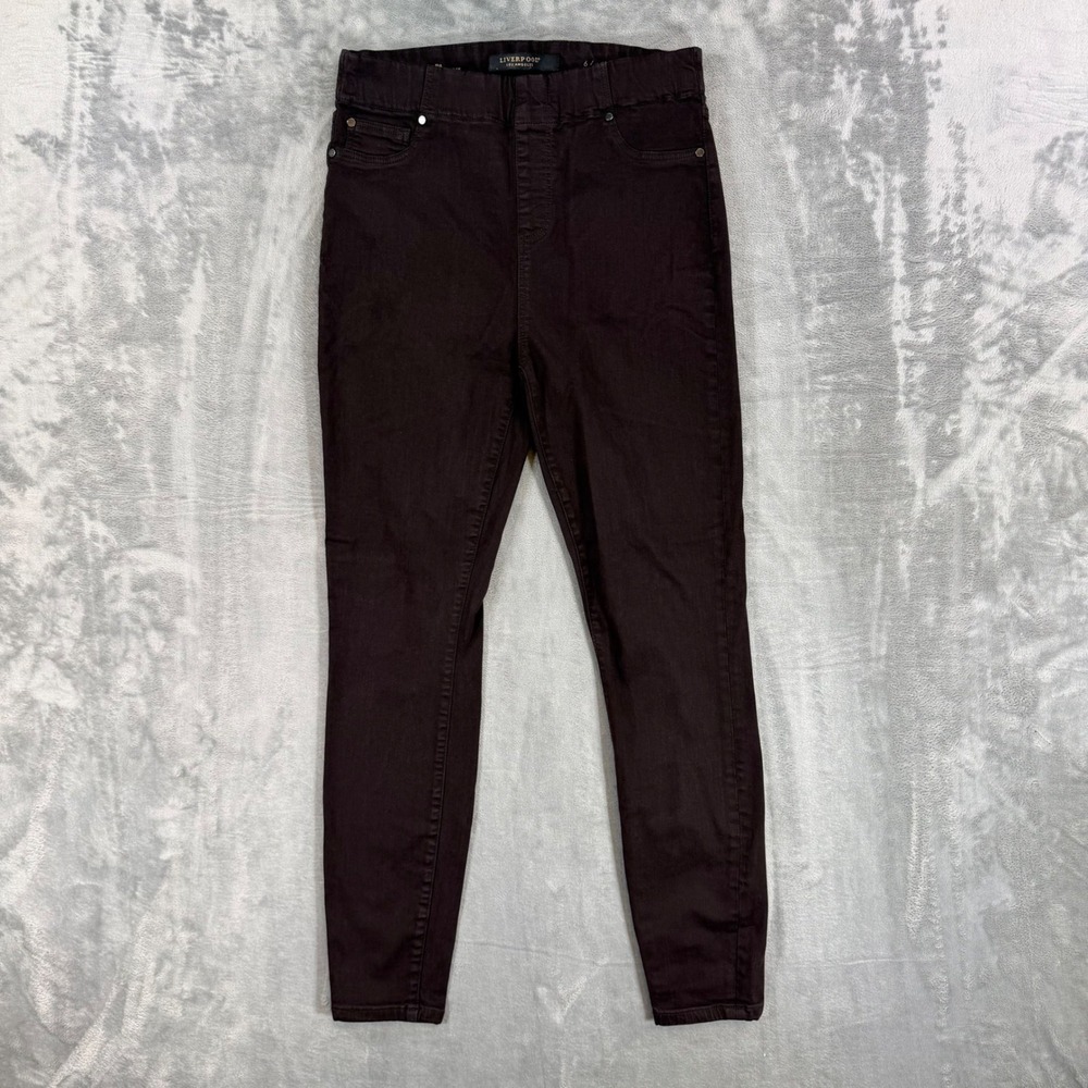 Liverpool Ankle Skinny Pull On Jeans Women's Size 6/28 Burgundy Brown‎ Denim